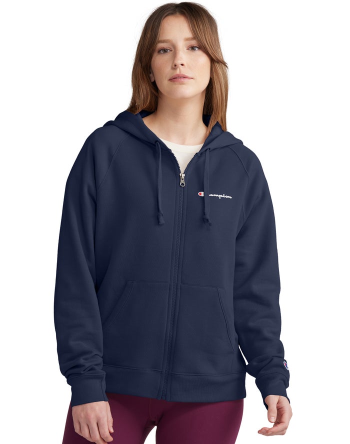 Sudadera Con Capucha Champion Mujer - Powerblend Fleece Full Zip ( Azul Marino ) 5976230-WG